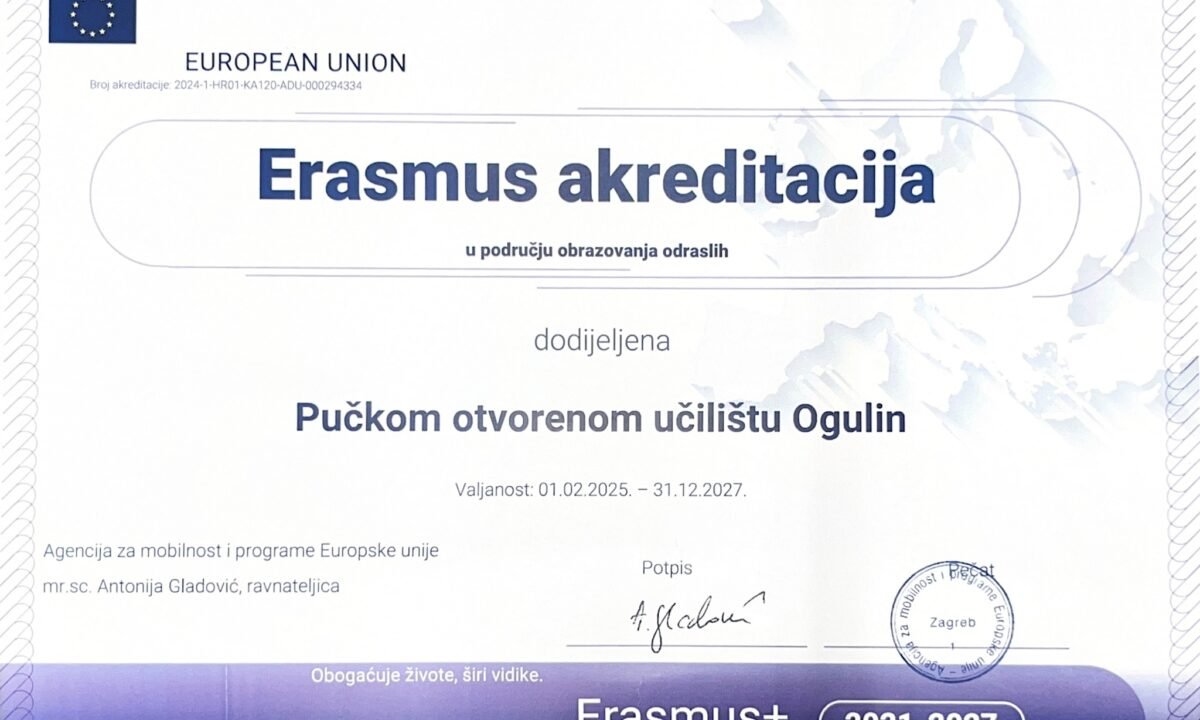 POU OGULIN OSTVARILO NOVA ERASMUS+ SREDSTVA
