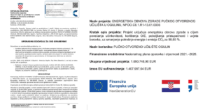 IZDANA UPORABNA DOZVOLA ZA DIO GRAĐEVINE U OKVIRU PROJEKTA ENERGETSKA OBNOVA ZGRADE PUČKOG OTVORENOG UČILIŠTA OGULIN